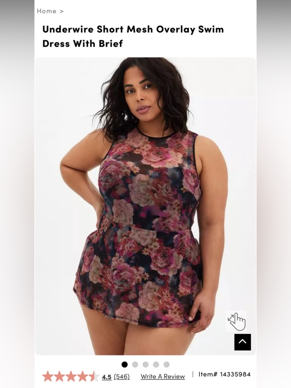 Underwire short Floral Mesh Overlay swim dress with brief - Picture 3 of 15